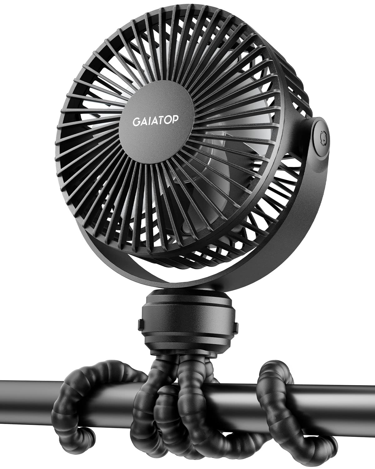 Gaiatop Mini Portable Stroller Fan with flexible tripod mount and compact rechargeable design